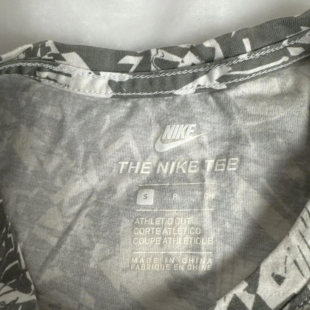 Nike Sportswear Air Logo AOP Print NSW Dri-Fit Shirt 906966-101 Gray White Small